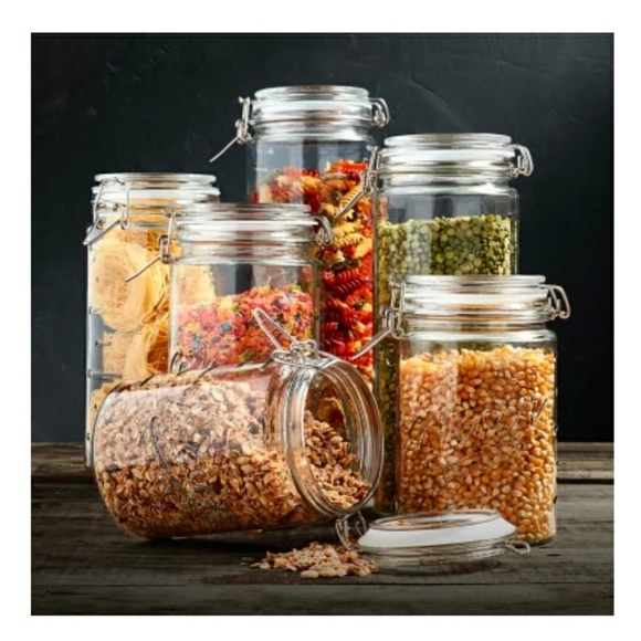 Mason Craft & More 6-Piece Graduated Glass Clamp Preserve Jars - Picture 2 of 10